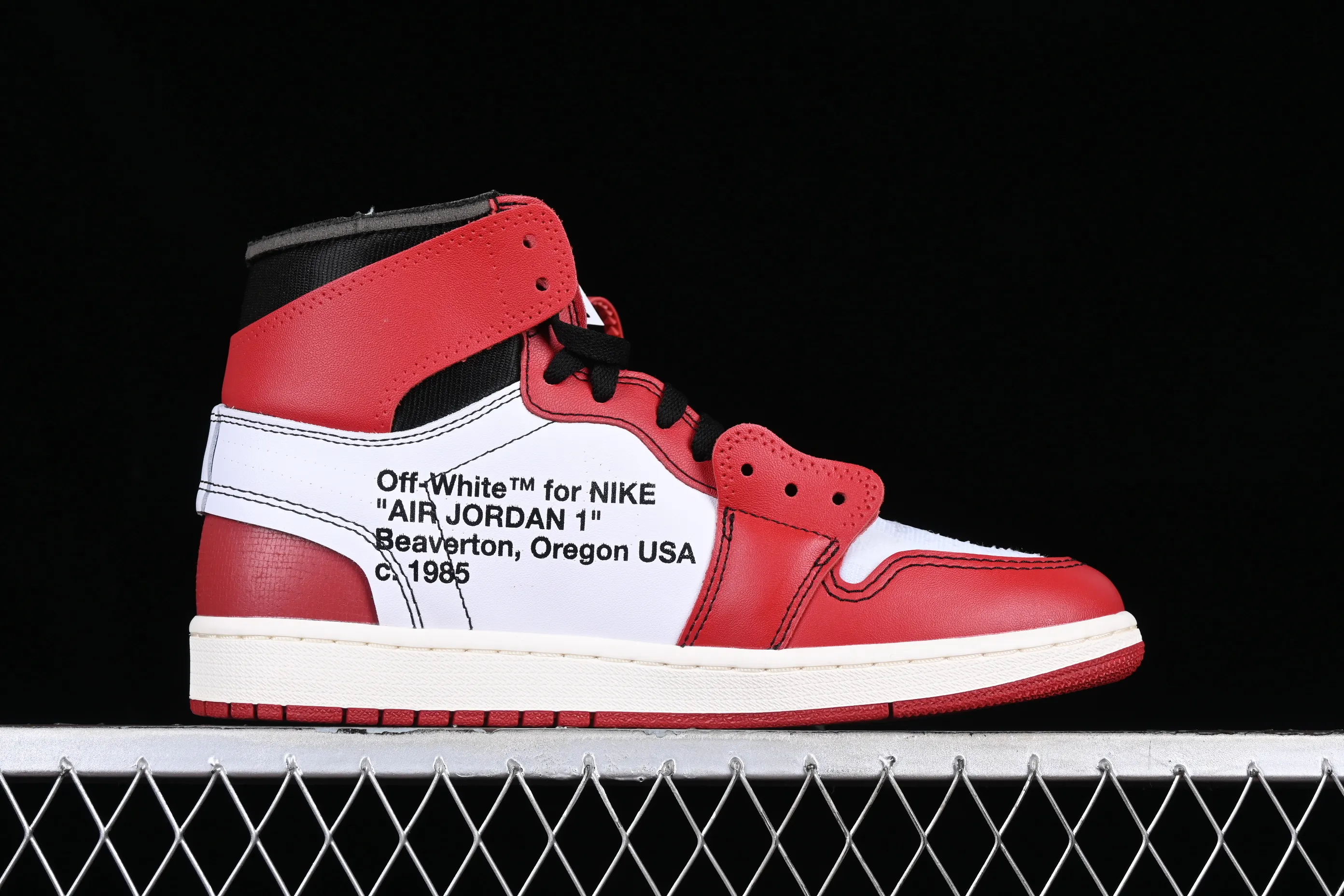 All categories Air Jordan Jordan series basketball shoes Air Jordan 1 High LJR version Off White x Air Jordan OW AJ1 Joe 1 joint white and red high-top basketball shoes AA3834-101
